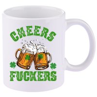 Cheers Fuckers St Patrick's Day Beers Festive 11oz C Handle Ceramic Mug