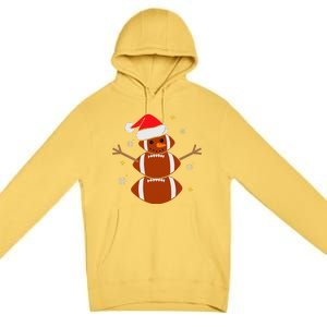 Christmas Football Snowman Football Christmas  Premium Pullover Hoodie