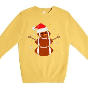 Christmas Football Snowman Football Christmas  Premium Crewneck Sweatshirt