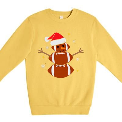 Christmas Football Snowman Football Christmas  Premium Crewneck Sweatshirt