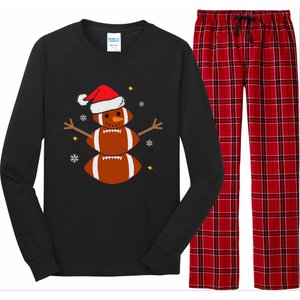 Christmas Football Snowman Football Christmas  Long Sleeve Pajama Set