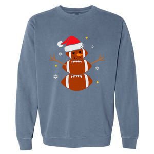 Christmas Football Snowman Football Christmas  Garment-Dyed Sweatshirt