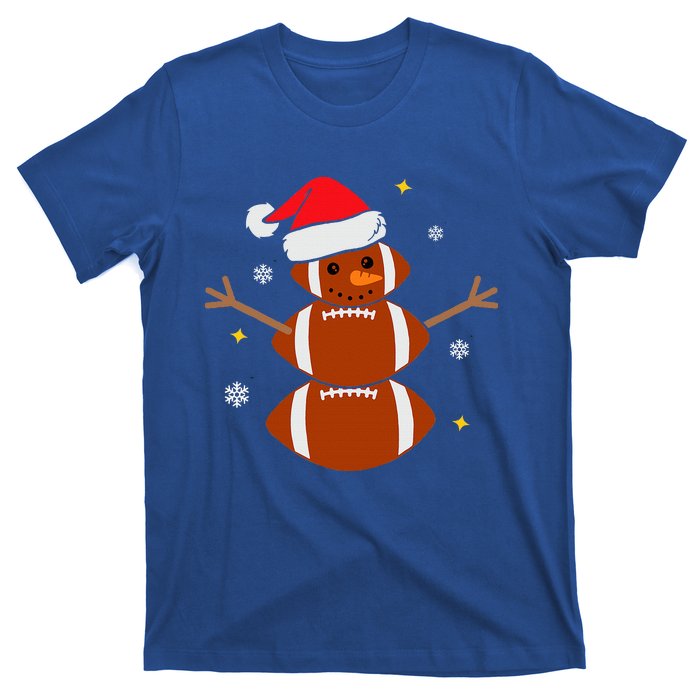 Christmas Football Snowman Football Christmas  T-Shirt