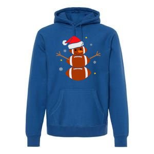 Christmas Football Snowman Football Christmas  Premium Hoodie