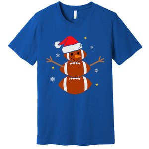 Christmas Football Snowman Football Christmas  Premium T-Shirt