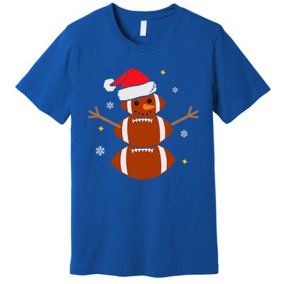 Christmas Football Snowman Football Christmas  Premium T-Shirt