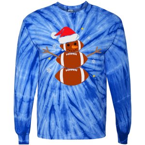 Christmas Football Snowman Football Christmas  Tie-Dye Long Sleeve Shirt