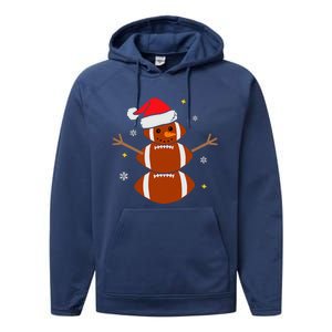 Christmas Football Snowman Football Christmas  Performance Fleece Hoodie