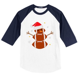 Christmas Football Snowman Football Christmas  Baseball Sleeve Shirt