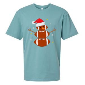 Christmas Football Snowman Football Christmas  Sueded Cloud Jersey T-Shirt