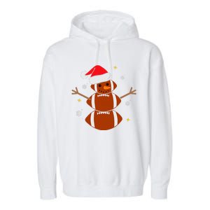 Christmas Football Snowman Football Christmas  Garment-Dyed Fleece Hoodie