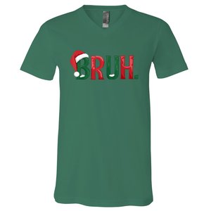 Christmas Funny Saying Bruh Meme Matching Xmas Gift V-Neck T-Shirt