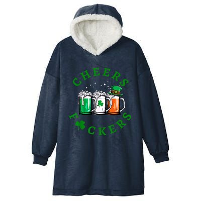 Cheers Fuckers St Patricks Day Ireland Beer Drinking Mugs Gift Hooded Wearable Blanket