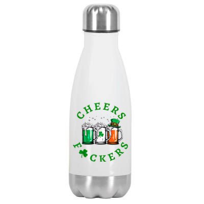 Cheers Fuckers St Patricks Day Ireland Beer Drinking Mugs Gift Stainless Steel Insulated Water Bottle