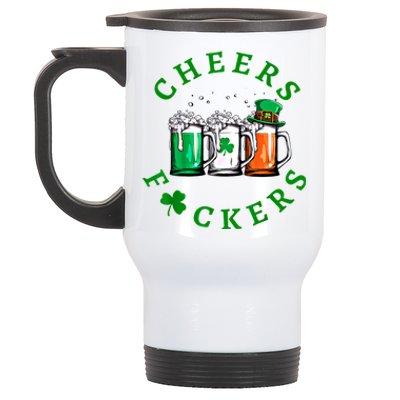 Cheers Fuckers St Patricks Day Ireland Beer Drinking Mugs Gift Stainless Steel Travel Mug