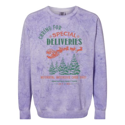 Caring For Special Deliveries Nicu Nurse Christmas Colorblast Crewneck Sweatshirt