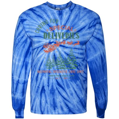 Caring For Special Deliveries Nicu Nurse Christmas Tie-Dye Long Sleeve Shirt