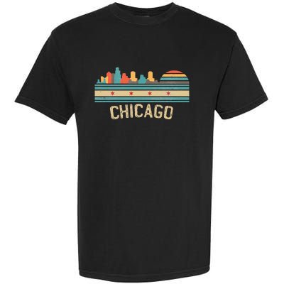 Chicago Flag Skyline Vintage Illinois City Garment-Dyed Heavyweight T-Shirt