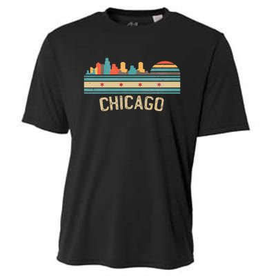 Chicago Flag Skyline Vintage Illinois City Cooling Performance Crew T-Shirt