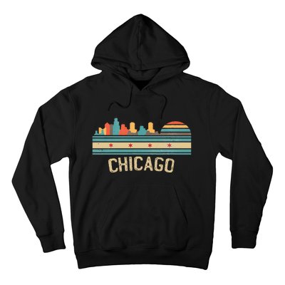 Chicago Flag Skyline Vintage Illinois City Hoodie