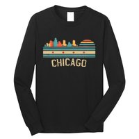 Chicago Flag Skyline Vintage Illinois City Long Sleeve Shirt