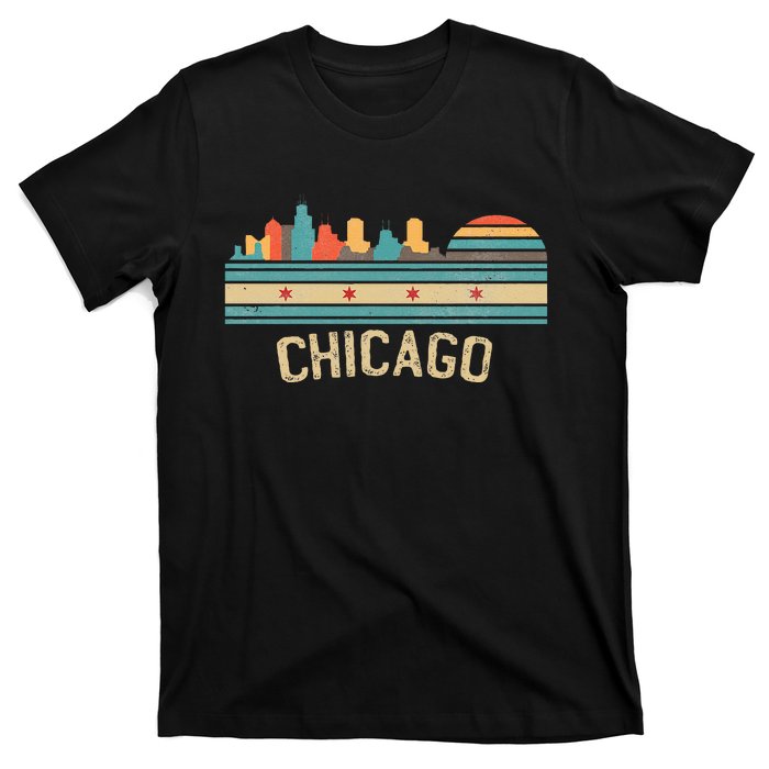 Chicago Flag Skyline Vintage Illinois City T-Shirt