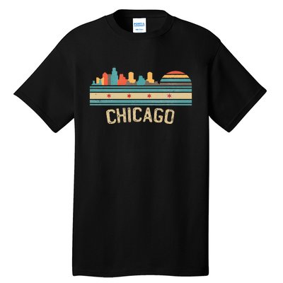 Chicago Flag Skyline Vintage Illinois City Tall T-Shirt