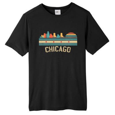 Chicago Flag Skyline Vintage Illinois City Tall Fusion ChromaSoft Performance T-Shirt