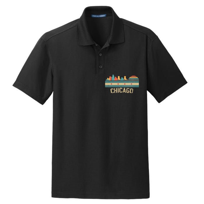 Chicago Flag Skyline Vintage Illinois City Dry Zone Grid Polo