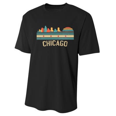 Chicago Flag Skyline Vintage Illinois City Performance Sprint T-Shirt