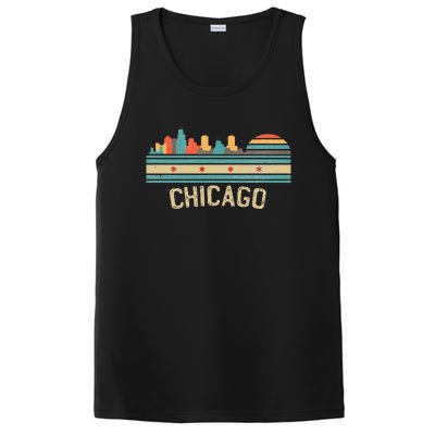 Chicago Flag Skyline Vintage Illinois City PosiCharge Competitor Tank