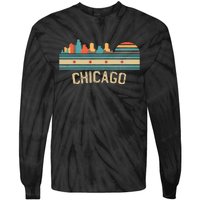 Chicago Flag Skyline Vintage Illinois City Tie-Dye Long Sleeve Shirt