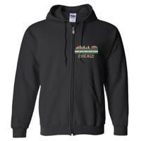 Chicago Flag Skyline Vintage Illinois City Full Zip Hoodie