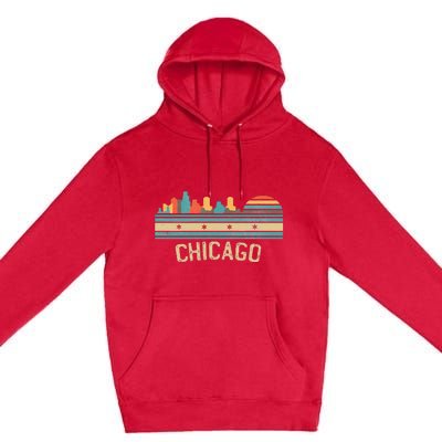 Chicago Flag Skyline Vintage Illinois City Premium Pullover Hoodie