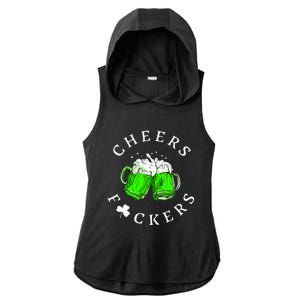 Cheers Fckers St Patricks Day Women Beer Drinking Ladies PosiCharge Tri-Blend Wicking Draft Hoodie Tank