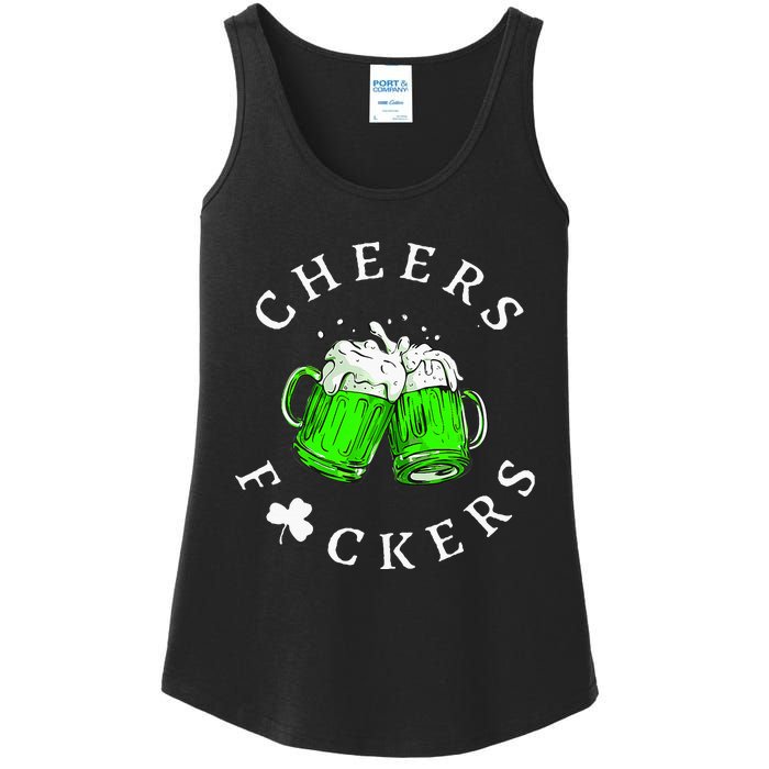 Cheers Fckers St Patricks Day Women Beer Drinking Ladies Essential Tank