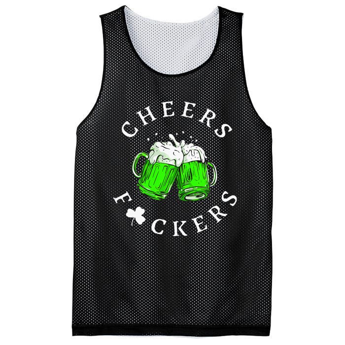 Cheers Fckers St Patricks Day Women Beer Drinking Mesh Reversible Basketball Jersey Tank