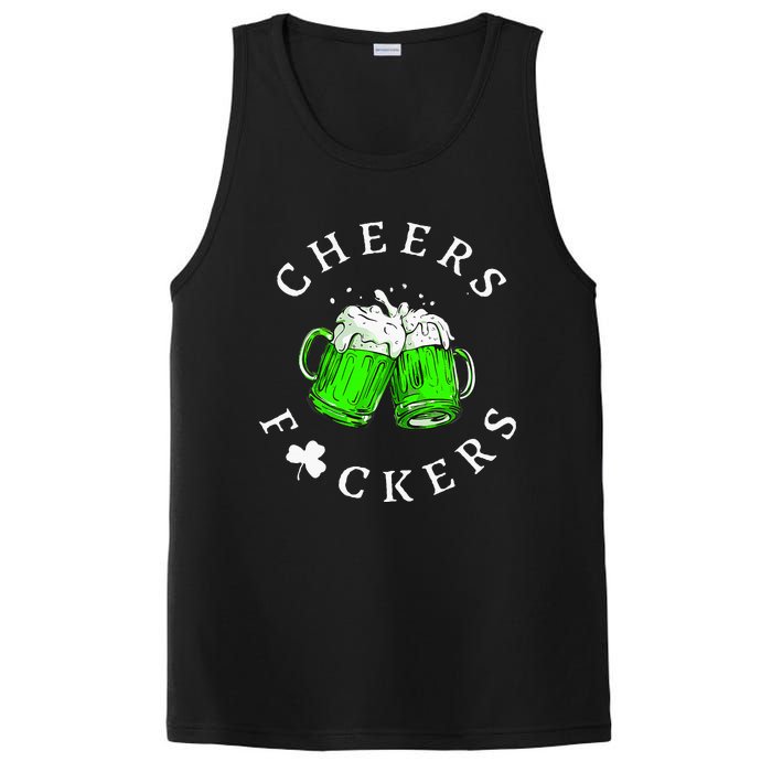 Cheers Fckers St Patricks Day Women Beer Drinking PosiCharge Competitor Tank