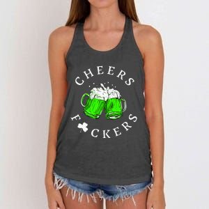 Cheers Fckers St Patricks Day Women Beer Drinking Women's Knotted Racerback Tank