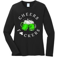 Cheers Fckers St Patricks Day Women Beer Drinking Ladies Long Sleeve Shirt