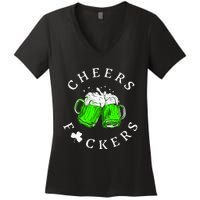 Cheers Fckers St Patricks Day Women Beer Drinking Women's V-Neck T-Shirt