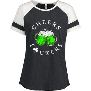 Cheers Fckers St Patricks Day Women Beer Drinking Enza Ladies Jersey Colorblock Tee