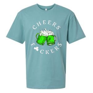 Cheers Fckers St Patricks Day Women Beer Drinking Sueded Cloud Jersey T-Shirt