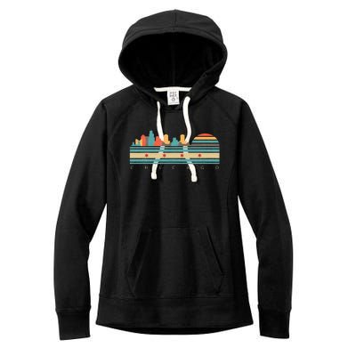 Chicago Flag Skyline Vintage Illinois City Retro Souvenir Women's Fleece Hoodie