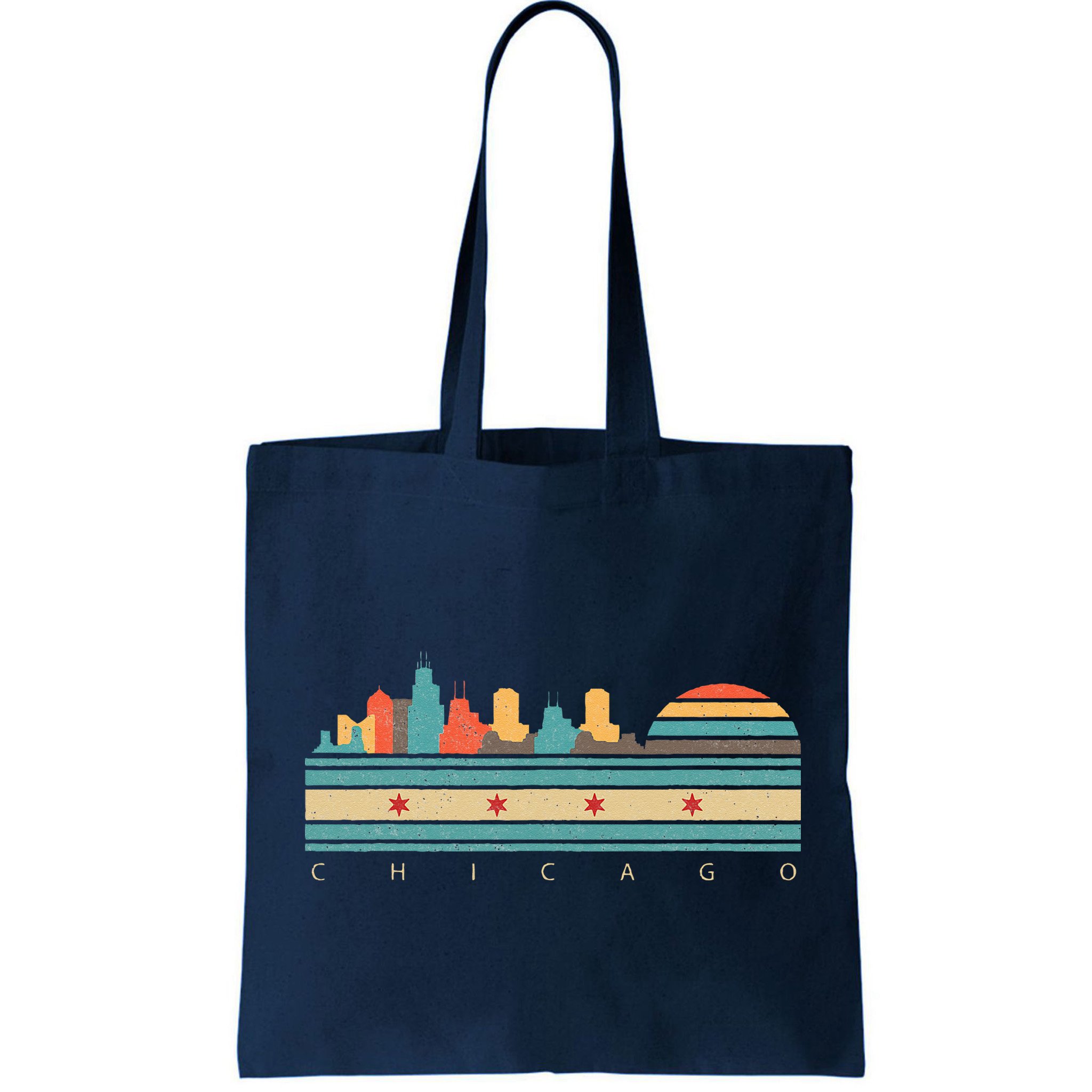 Chicago Flag Skyline Vintage Illinois City Retro Souvenir Bag