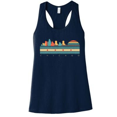 Chicago Flag Skyline Vintage Illinois City Retro Souvenir Women's Racerback Tank