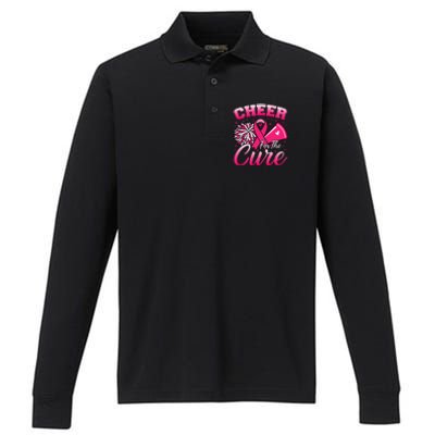 Cheer For Sport Breast Cancer Awareness Cheerleader Performance Long Sleeve Polo