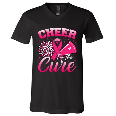 Cheer For Sport Breast Cancer Awareness Cheerleader V-Neck T-Shirt