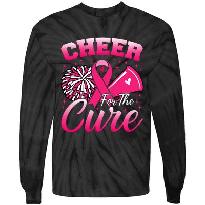 Cheer For Sport Breast Cancer Awareness Cheerleader Tie-Dye Long Sleeve Shirt