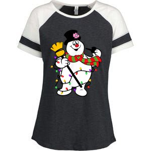 Cute Frosty Snowman Funny Christmas Snowmen Gifts For Family Enza Ladies Jersey Colorblock Tee